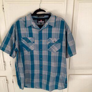 Vintage Y2K Airwalk Blue Plaid Shirt Adult Size Extra Large Button Up